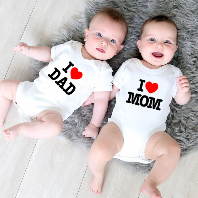 

Комбинезон хлопковый, для мальчиков и девочек, с принтом I Love мОм/DAD, младенцев