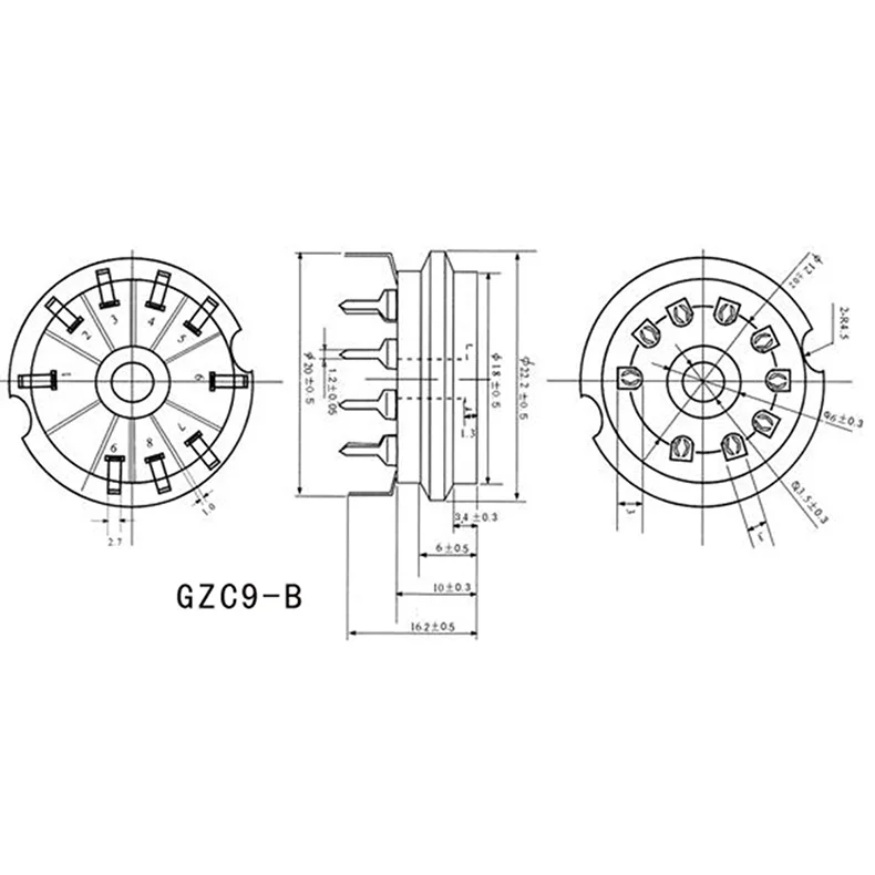 20 шт. ECC83 6DJ8 EL84 6922 12AX7 позолоченный 9Pin керамический B9A трубчатый разъем PCB крепление аудио DIY HIFI усилитель