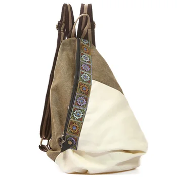 

AUAU-Embroidered Canvas Bag Casual Backpack Backpack College Wind Backpack Travel Backpack