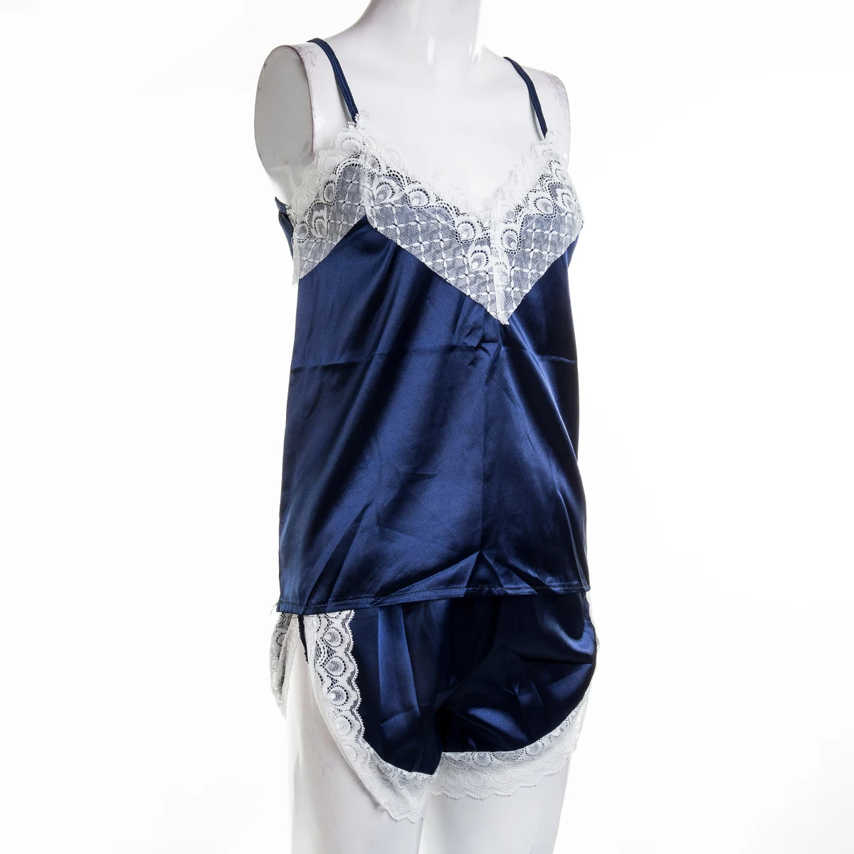 2PCS Fashion Women Satin Sleepwear Babydoll Lingerie Nightwear Shorts Lace Pjs Pyjamas Set