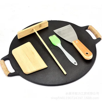 

28cm Thick Cast-iron Non-Paintcoat Pancake Grill Flat-bottom Pot Fruit Pancake Non-stick Pot kitchen cast iron Barbecue plate