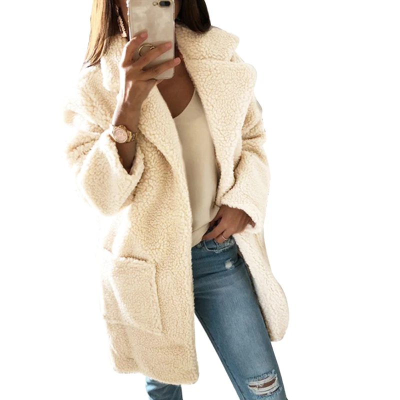WENYUJH, осенне-зимнее пальто из искусственного меха, женское теплое пальто с плюшевым мишкой, женская меховая куртка, Женская плюшевая верхняя одежда, длинное пальто