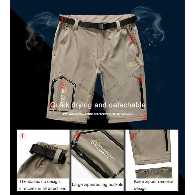 Outdoor Detachable Hiking Pants Men Women Summer Cycling Trousers Climbing Trekking Quick-Drying Waterproof Detachable Pants Hot