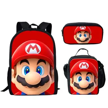 

Cool Anime Japan Style 3pcs/Set School Backpack Super Mario Bros School Bag for Girl Boy Bookbag Junior Teenager Backpack