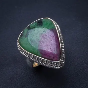 

Natural Ruby Zoisite Handmade Unique 925 Sterling Silver Ring 6.5 B1471