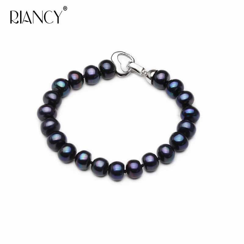9-10mm black Модный классический 8-9 мм/9-10 мм черный натуральный пресноводный жемчуг браслет универсальные ювелирные изделия для женщин аксессуары - Цвет камня: 9-10mm black