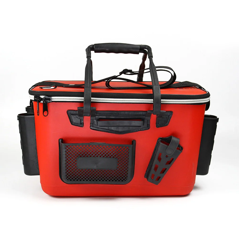 Fishing Box Outdoor Mesh Pouch Multi Pockets Portable Tackle Storage Zipper Closure Thickened Shoulder Strap Large Capacity EVA