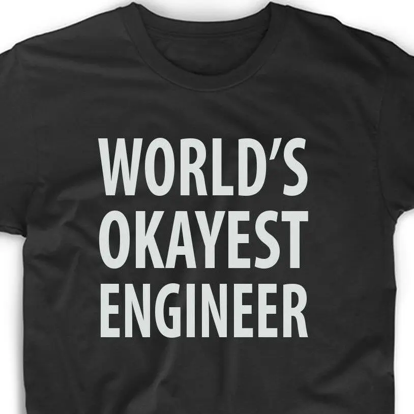 World's Okayest Engineer T Shirt Tee Funny Math Men Cool College Cheap | Мужская одежда