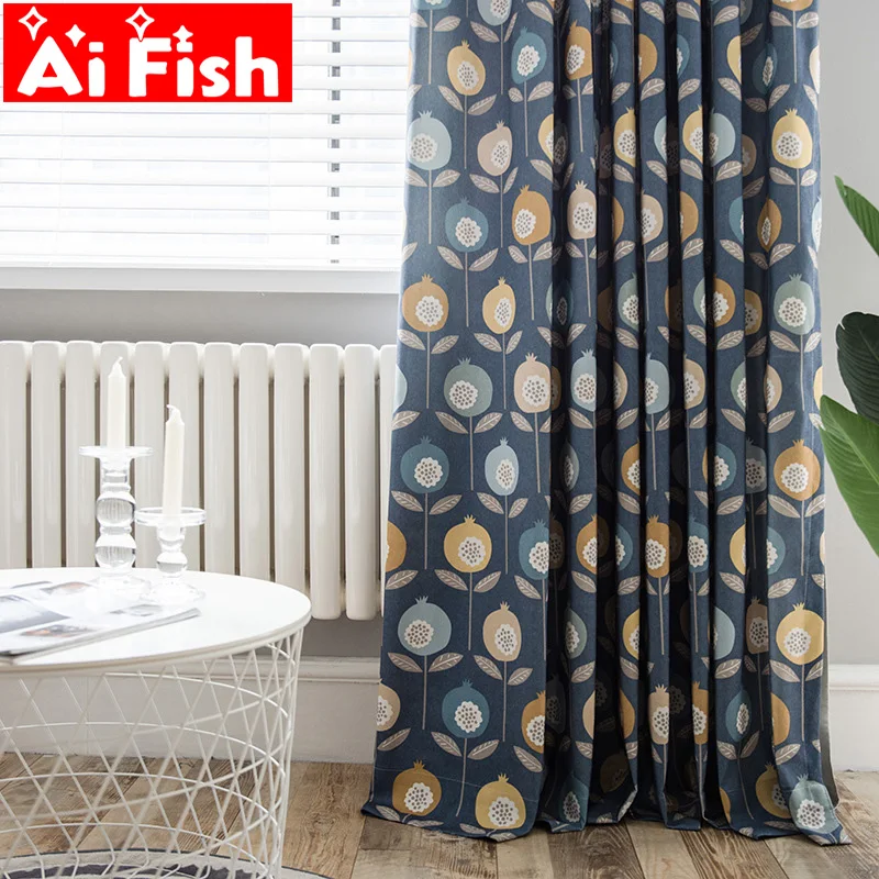 

Simple and Elegant Window Treatments Curtains For Living Room Creative Print Pomegranate Pattern Kitchen Curtains Drape MY003#5