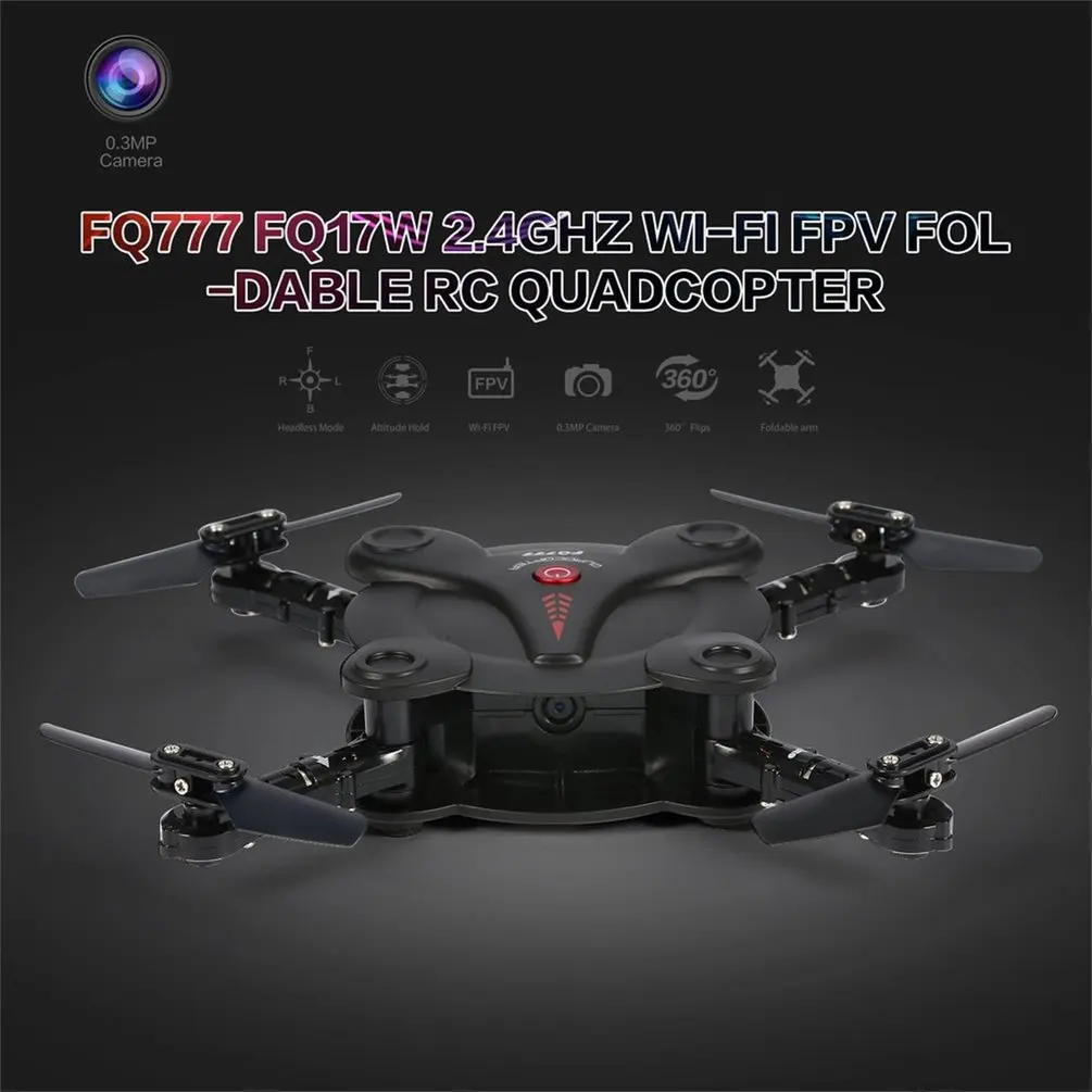 FQ777 FQ17W 2,4G 6 осевой гиростабилизированный мини скоростной Дрон Wi-Fi FPV(first person View складной RTF Квадрокоптер с дистанционным управлением с 0.3MP Камера удержания высоты «Безголовый» режим Drone