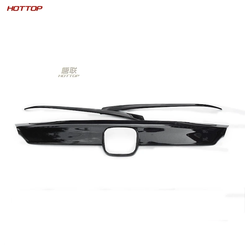 Glossy Black 3pcs ABS Глянцевая черная передняя сторона средняя капот крышка двигателя декоративная накладка для Honda Accord 10th - Цвет: Glossy Black 3pcs