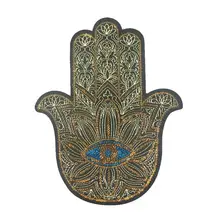 

Hamsa Hand Palm Patch Divine Symbol Protection Hand Of Fatima Palm Eye Good Luck Prosperity Spiritual Embroidery DIY badge