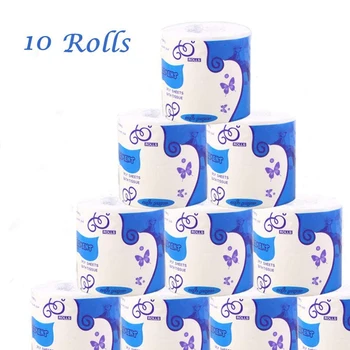 

White Toilet Paper Home Household 3 Layers Bath Toilet Roll Paper Soft Strong Toilet Tissue for Office, Hotel, Guesthouse (10 Ro
