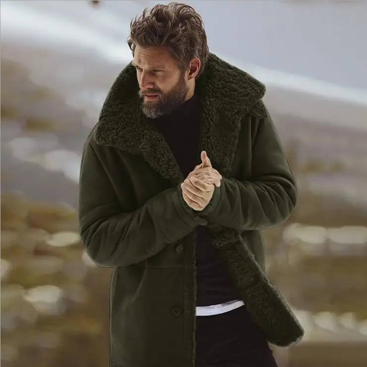 Мужские зимние парки куртки мужские повседневные свободные утепленные флисовые куртки и пальто мужские утепленные пуховики хлопковые парки Пальто - Цвет: Army Green