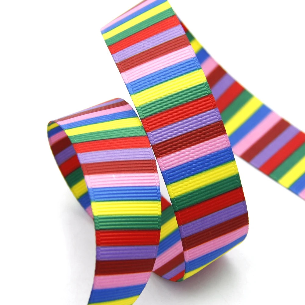 

david angie 7/8'' 22mm Stripes Grosgrain Ribbon for Crafts Rainbow Ribbon For Bow 50 Yards,DIY Handmade Materials,50Yc7441