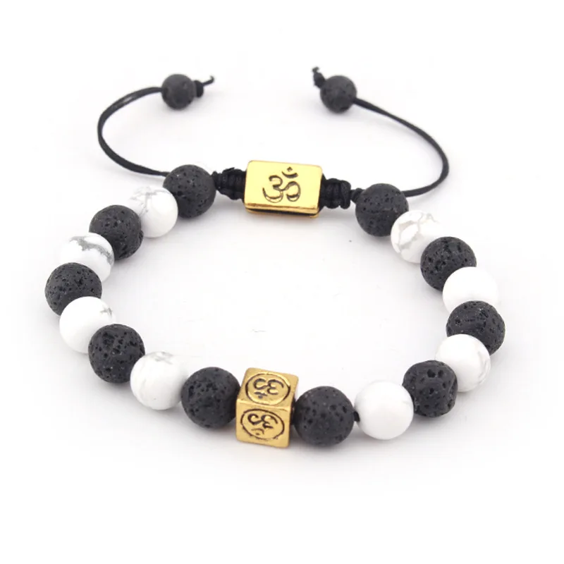 

Yoga 7 Chakra OM Charm Bracelet Multi-color Stone Beads Rope Religious Buddhism Bracelet Women Men Bracelet Bangles