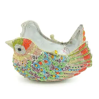 

Women Glitter Bird Evening Bags Wedding Prom Party Bridal Rhinestone Clutch Handbag Shoulder Chain Bag