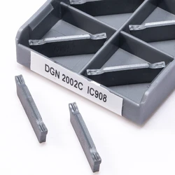 Dgn 2002c ic908 novo original inspecionado inserções de carboneto dgn 2002c torneamento externo inserções grooving cortador ferramenta 10 pçs +