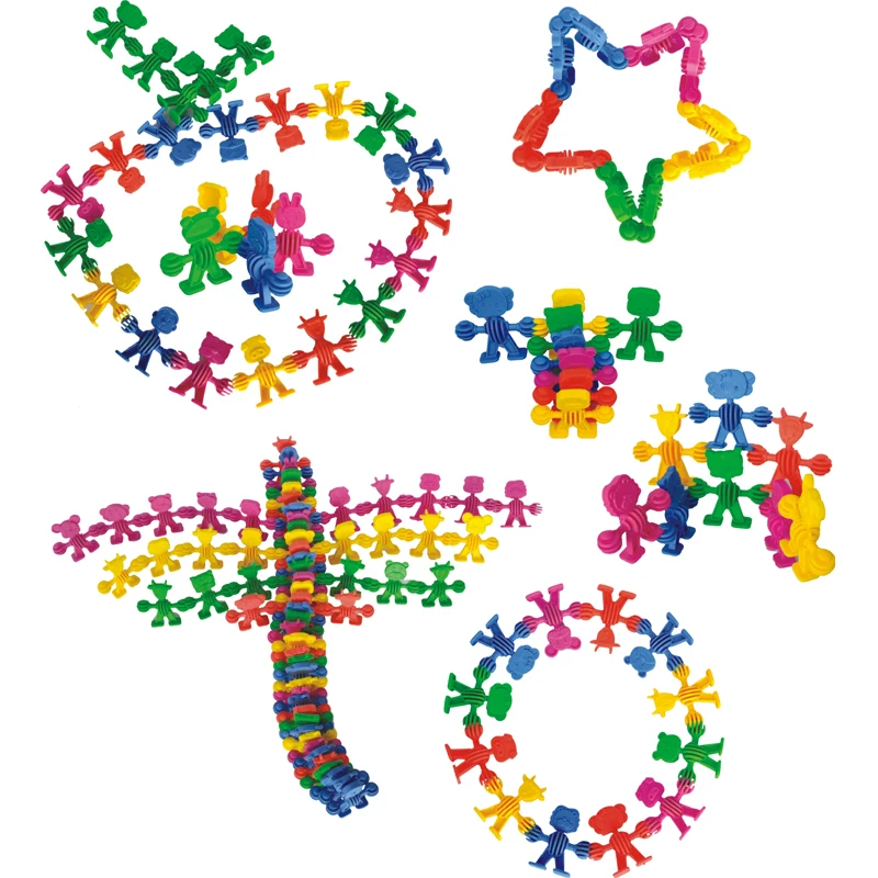 

Hand in hand cartoon animals Model Building Blocks Cat Dog rabbit Elephant Educational Insert Toys