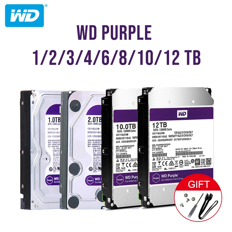 Western Digital WD Purple Surveillance HDD 1TB 2TB 3TB 4TB SATA 6.0Gb/s 3.5" Hard Drive for cctv Camera AHD DVR IP NVR|External Hard Drives| - AliExpress