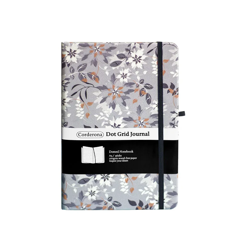 Grey Flowers A5 Bullet Dotted Journal Floral Hardcover Notebook Elastic Band Travel Planner Diary | Канцтовары для офиса и