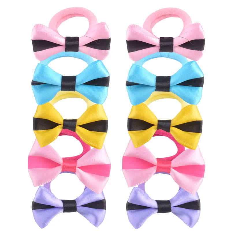 10Pcs Baby  Girls Bow Hair Ring Rope Elastic Hair Rubber Bands Hair Accessories for Kids Hair Tie Ponytail Holder Headdress accessoriesbaby eating 