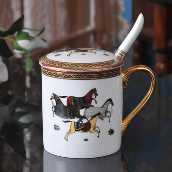 

European Style Bone China Coffee mug High Grade Bone China Afternoon Tea Cups Horse Ceramic Mug 300 ml for Coffee