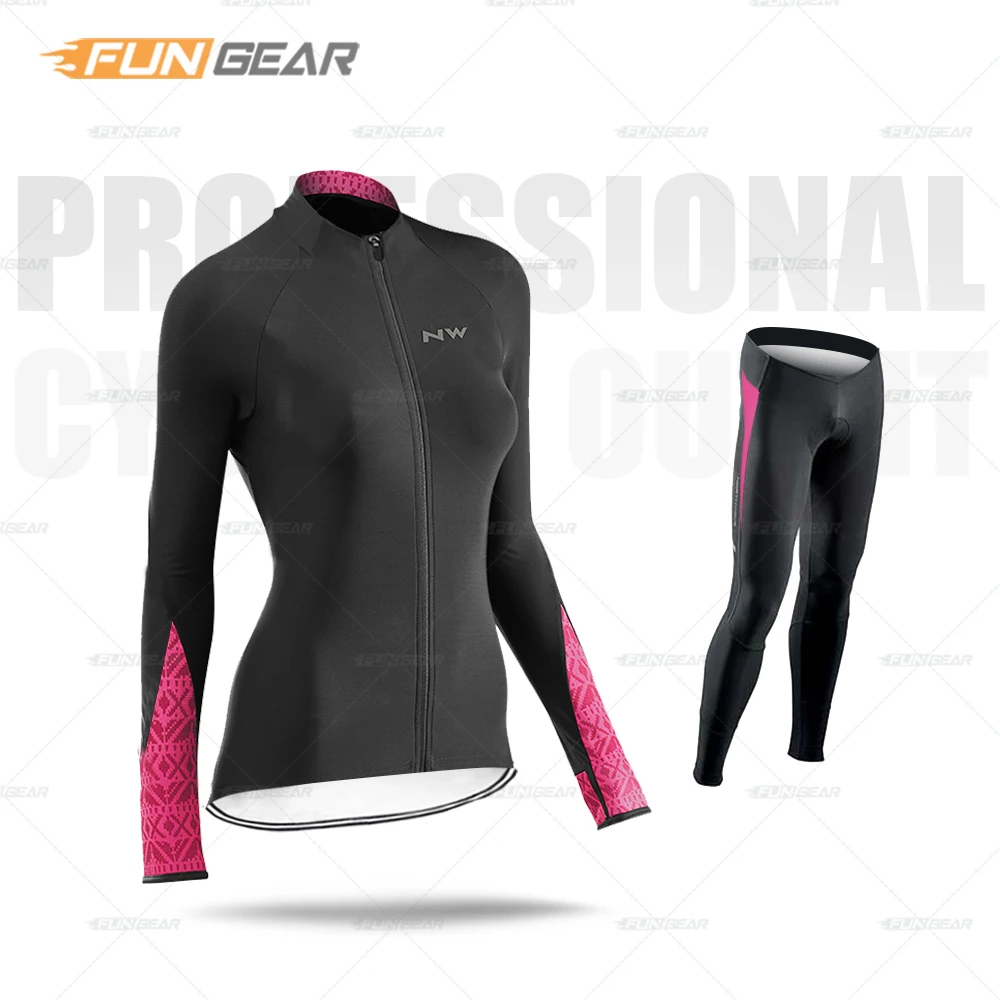 Normal Cycling Set Женская одежда для велоспорта MTB с длинным рукавом Джерси Набор рафаинг леди дорожный велосипед форма дышащая весна осень Майо Ropa Ciclismo - Цвет: Normal Cycling Set