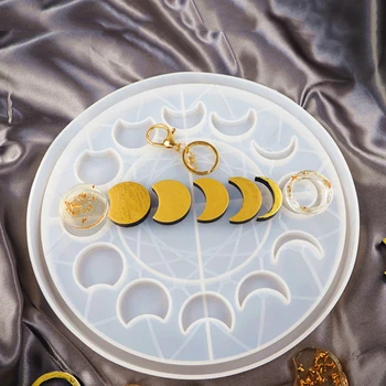 

DIY Crystal Epoxy Resin Mold Lunar Eclipse Moon Phase Ornament Plate Silicone Mold Star Moon Clock Dial Silicone Mold For Resin