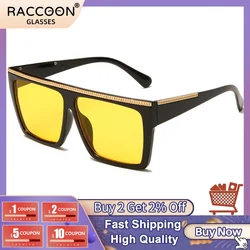 Flat Top Square Oversized Metal Stripe Sunglasses Women Gradient Big Frame Vintage Sun Glasses Female Luxury Brand Design Shades