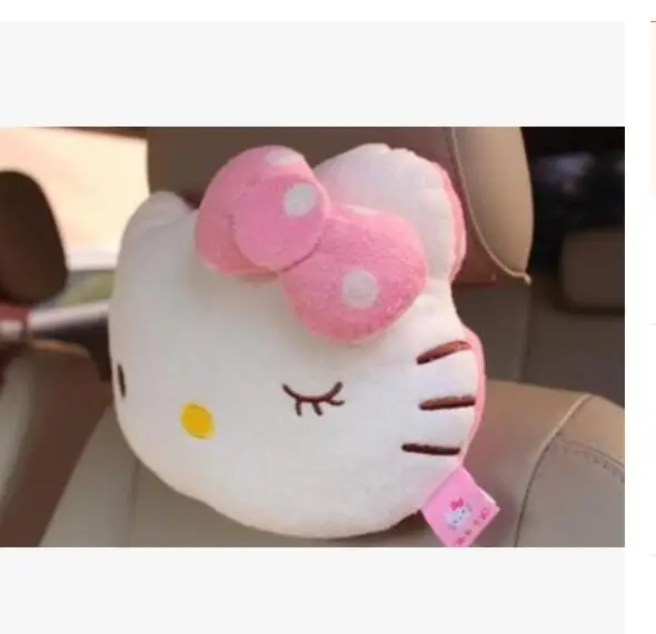 1 шт. розовый рисунок «Hello Kitty» Автомобильная подушка для автомобиля подголовник подушка для шеи плюшевые домашние тапочки с кошечкой из мультфильма детская коляска для ребенка автокресло с подголовником аксессуары для подушек