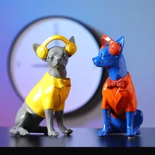 Modern Art For Home Color Chihuahua Dog Statue Living Room Ornaments Home Entrance Wine Cabinet Office Decors Resin Crafts