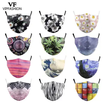 

VIP FASHION Adult Cute Unicorn Printed Face Mask 2-layer Protective Dust-Proof Anti-Fog Haze Reusable Mouth Cover Can Put Filter