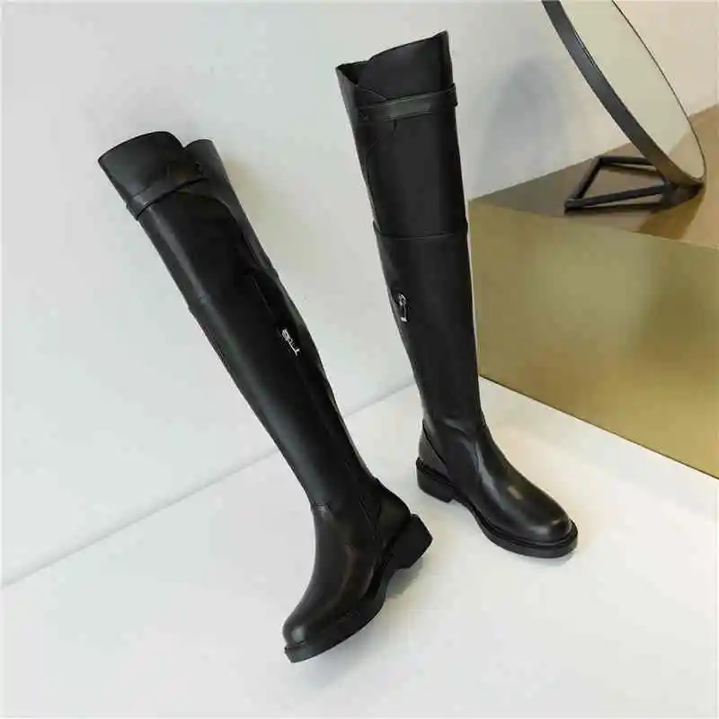 ASUMER/Новинка года; модные сапоги до колена из коровьей кожи; женские сапоги на плоской платформе; женская обувь; теплые зимние женские сапоги