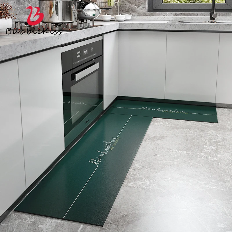 

Bubble Kiss European Style Abstract Pattern Kitchen Mats Home Green Waterproof Oil-proof Carpets for Entrance Door PVC Area Rugs