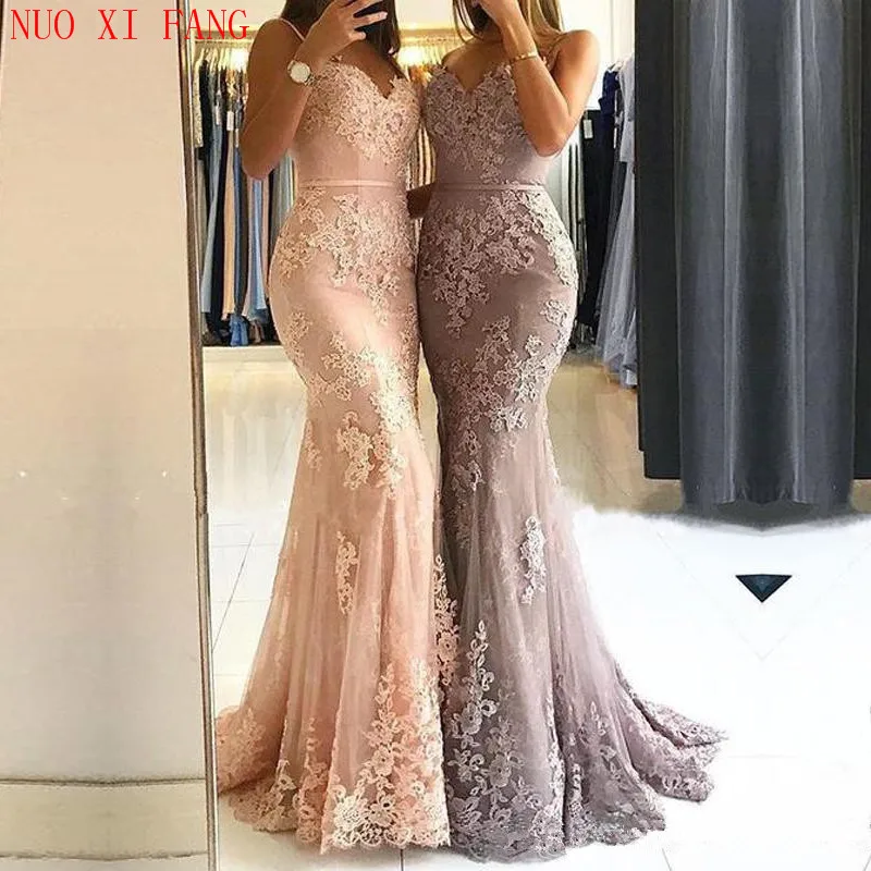 

NUOXIFANG Glamorous Sweetheart Spaghetti Straps Mermaid Evening Dresses Elegant Lace Appliques Prom Party Dresses Formal Dresses