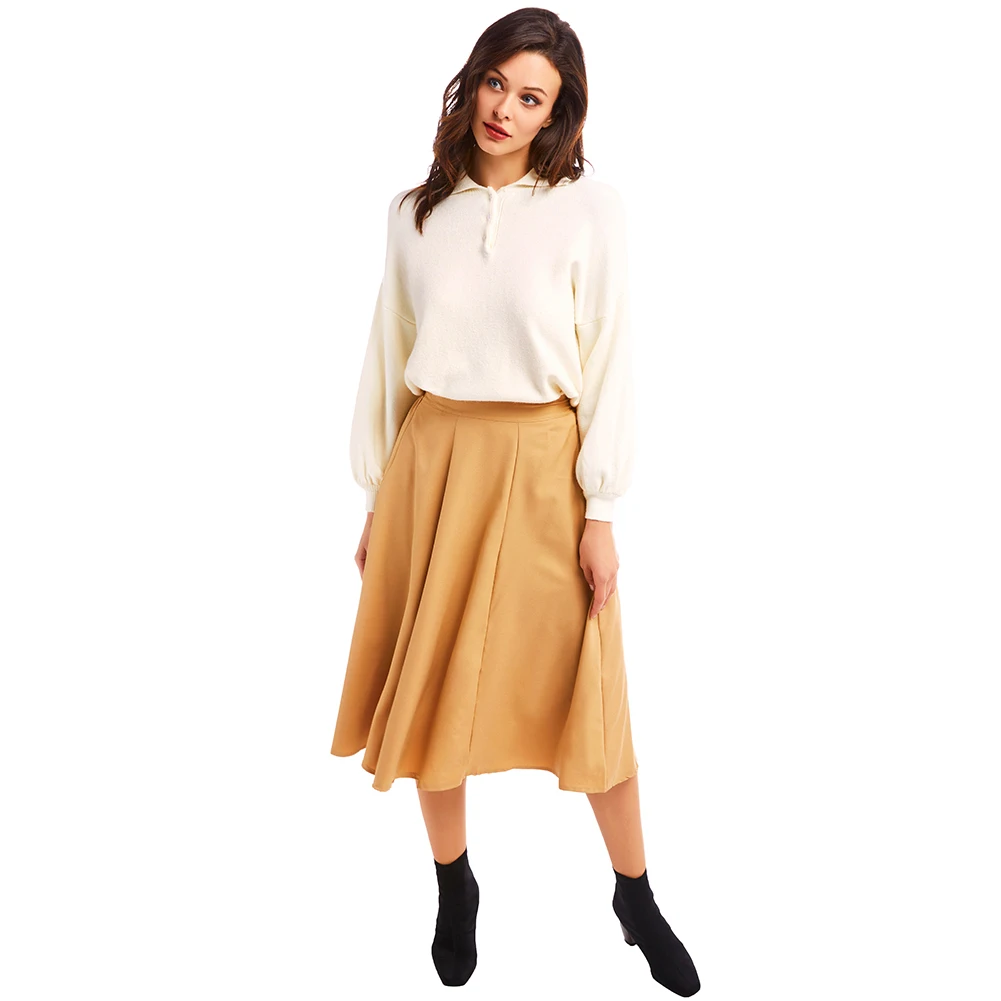 Seluxu осень зима Женская юбка faldas mujer moda jupe femme однотонная женская юбка Повседневная элегантная юбка с высокой талией