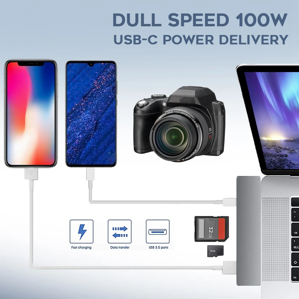 Тип-c USB к Hdmi тип-c usb-хаб Для 3,1-4 usb-хаб с разъемом Thunderbolt 3 C 3,0 Tf sd-ридер Pd для Macbook Pro/Air