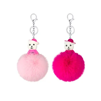

Creative Small Gifts Resin Cute Multi-color Hat Bear Key Ring Pompon Pendant Car Key Ornaments
