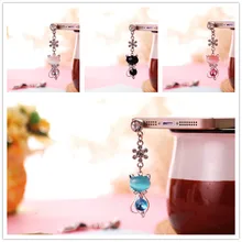 Rhinestone Cat пылезащитный 3,5 мм разъем для наушников для Iphone для samsung и универсальная штепсельная Вилка для мобильного телефона