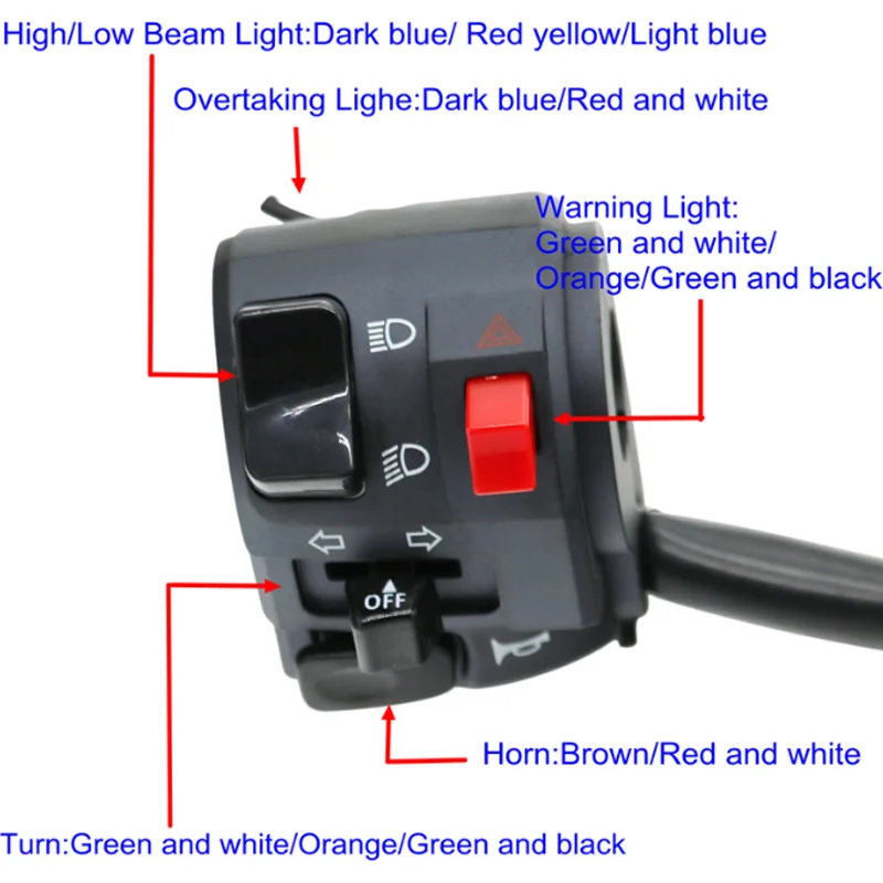 7/8 дюймов 22 мм мотоциклетные переключатели мотоцикл с роговыми пуговицами поворотов Электрический противотуманная фара светильник старт руль контроллер переключателя