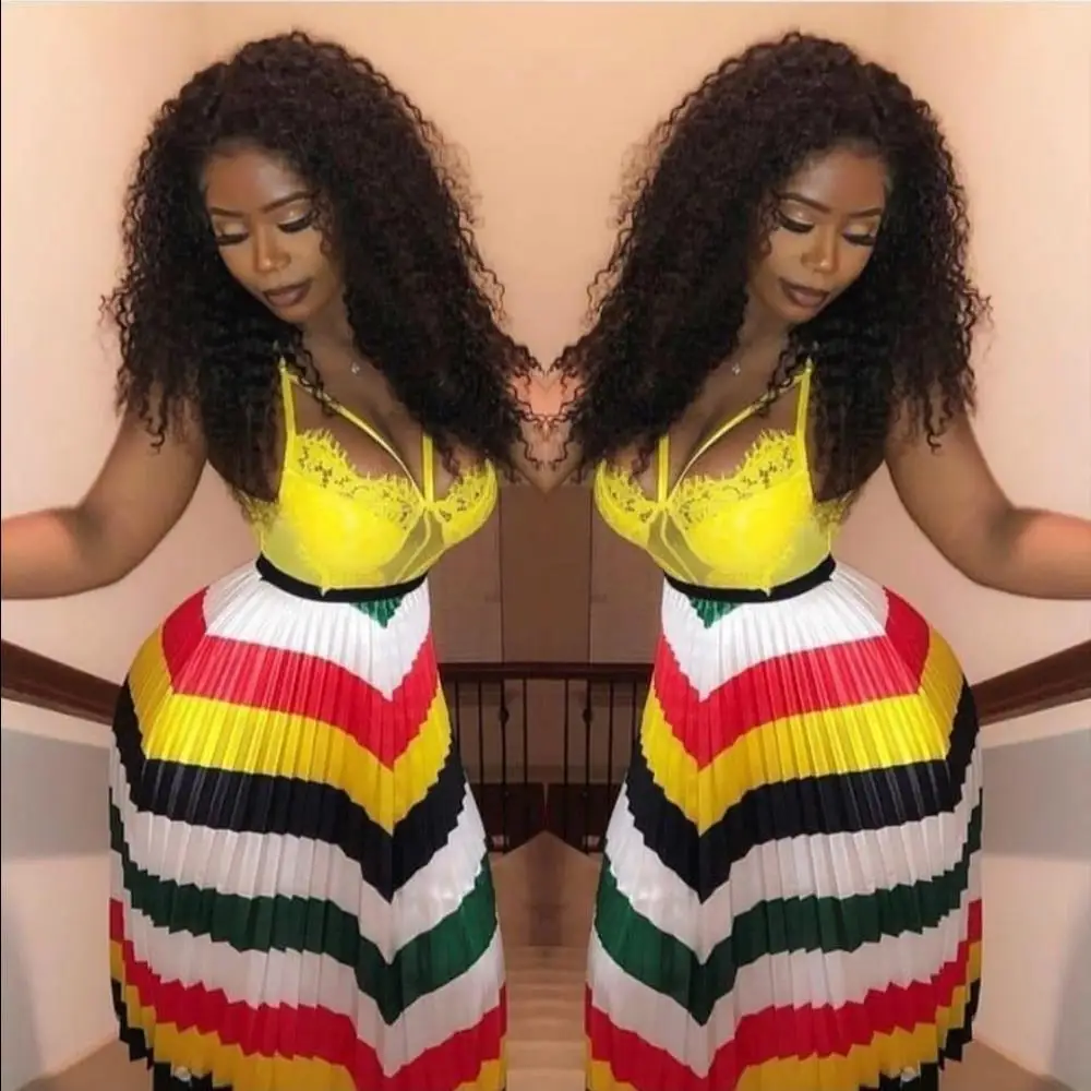 Новые модные сексуальные полосатые длинные макси юбки женские летние юбки с высокой талией femme LJ1882