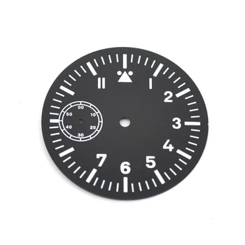 

DIY Watch Parts 39mm Black Dial Green Luminous Fit for 6497 Hand Winding Watch Movement, Timepiece Part for Clock