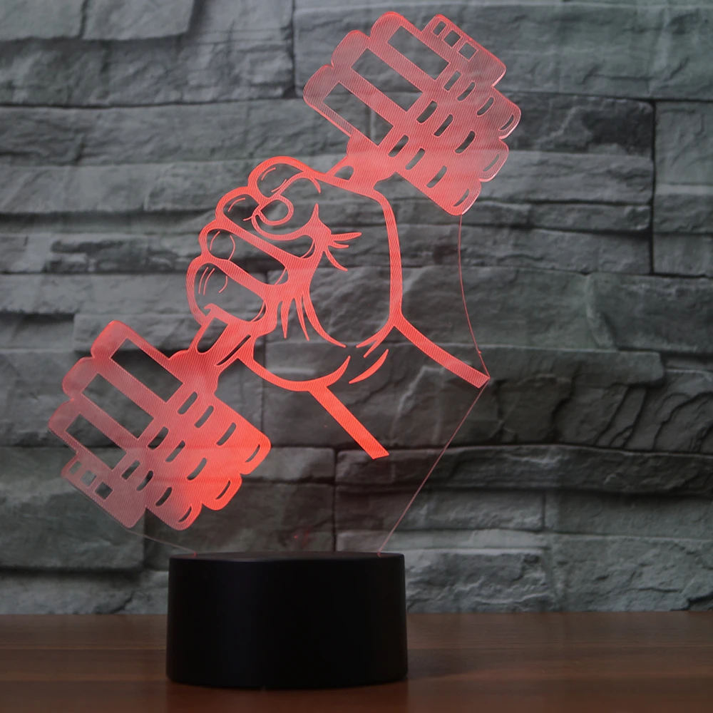Usb, 7 цветов, изменяющийся, поднимает гантели, модель 3D, светодиодный Ночной светильник, модель, сенсорная кнопка, настольная лампа, светильник для дома, детская комната, Декор