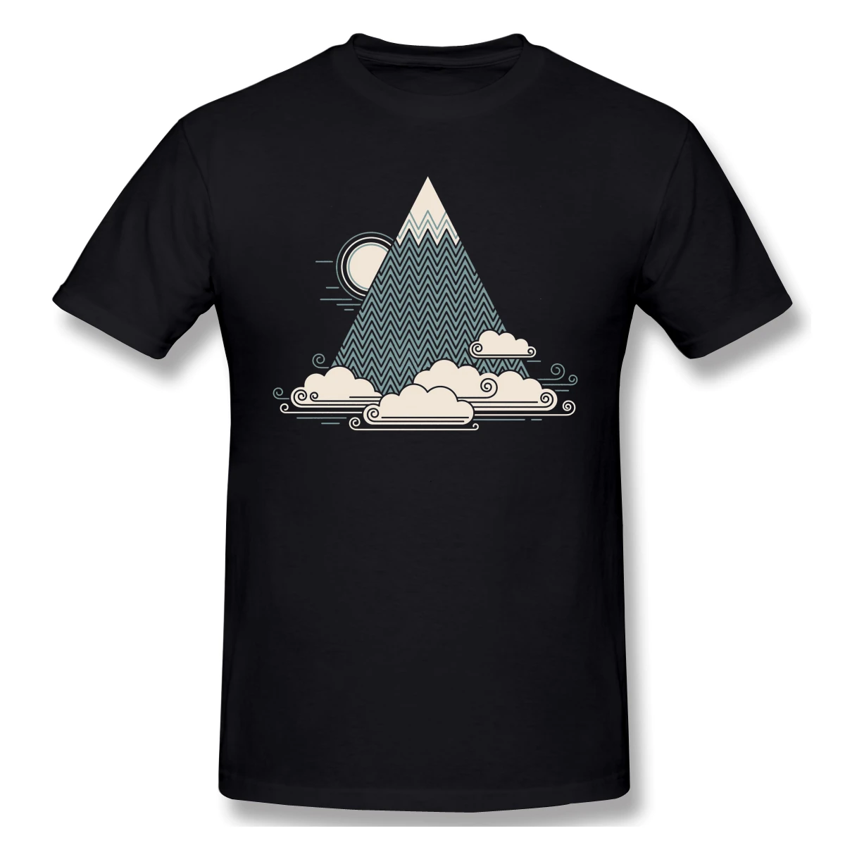 

Men T-Shirts Funny Round Neck Short Sleeve Tops Cloud Mountain Pure Cotton Tees Funny Harajuku tShirt