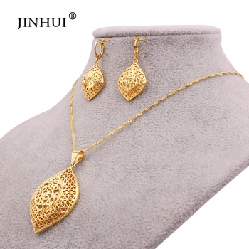 

Luxury gifts 24K gold color jewelry sets African Dubai wedding wife for women bridal party Ornament necklace earrings set