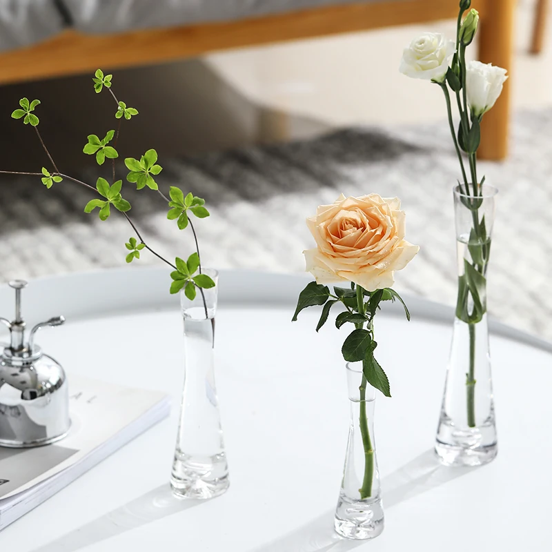 Скандинавские простые прозрачные стеклянные вазы мини-цветы гидропонная композиция небольшая ваза гостиная настольные аксессуары цветочные вазы