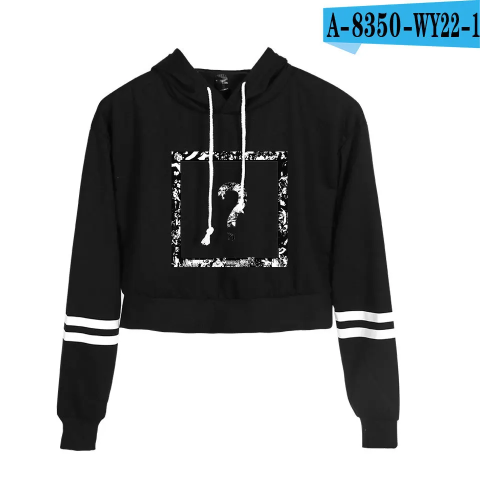 A8350-1 Модный принт sudadera xxtentacion толстовки с капюшоном женские укороченный топ рубашка пуловер Толстовка Revenge Harajuku одежда - Цвет: A8350-1