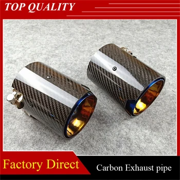 

New M Performance Exhaust pipe Glossy carbon fiber Muffler exhaust tips Blue Stainless steel Muffler Tail End Pipe