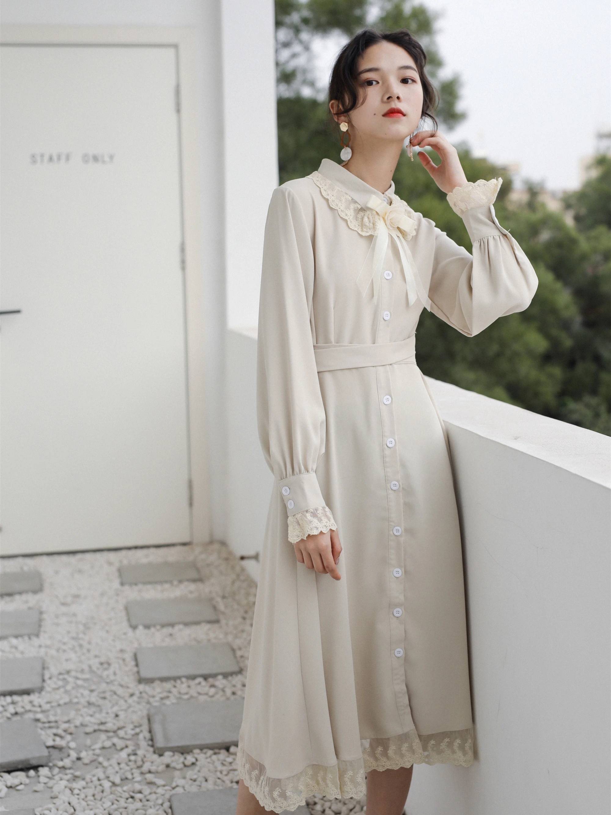 

Mori Shirt Dress Female Sweet Vintage Retro French Long Sleeve Summer Lace Dresses New Fairy Dress Women's Clothing